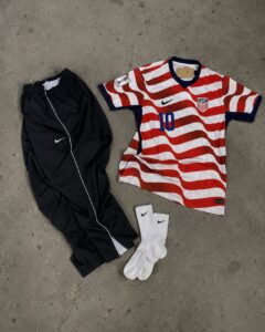 USA 2025 Home Jersey, Black Track Pants & White Crew Socks