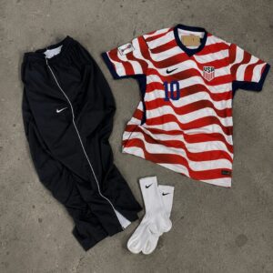 USA 2025 Home Jersey, Black Track Pants & White Crew Socks